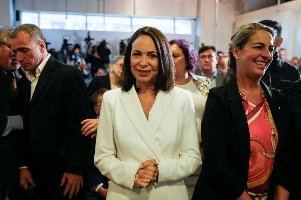 Venezuelsk&aacute; opozičn&aacute; l&iacute;derka Mar&iacute;a Corina Machadov&aacute;. FOTO: Reuters