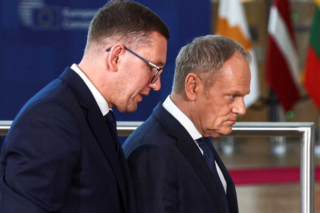Est&oacute;nsky premi&eacute;r Kristen Michal a poľsk&yacute; premi&eacute;r Donald Tusk. FOTO: REUTERS