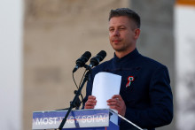 L&iacute;der kandid&aacute;tky a predseda maďarskej mimoparlamentnej opozičnej strany TISZA P&eacute;ter Magyar. FOTO: REUTERS