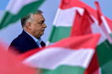 Maďarsk&yacute; premi&eacute;r Viktor Orb&aacute;n na stretnut&iacute; patriotov v Budape&scaron;ti. FOTO: REUTERS