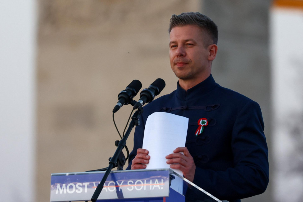 L&iacute;der kandid&aacute;tky a predseda maďarskej mimoparlamentnej opozičnej strany TISZA P&eacute;ter Magyar. FOTO: REUTERS