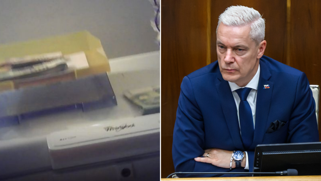 Objavilo sa video J&aacute;na Ferenč&aacute;ka, v ktorom sa poč&iacute;taj&uacute; desatťis&iacute;ce eur v hotovosti. FOTO: Reprofoto Plus 7 dn&iacute;, TASR; Kol&aacute;ž: HN