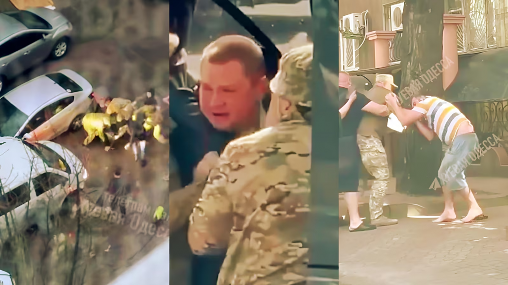 Ukrajinsk&eacute; m&eacute;di&aacute; plnia vide&aacute; z n&aacute;siln&yacute;ch z&aacute;ťahov na bojaschopn&yacute;ch mužov. FOTO: kol&aacute;ž iDNES.cz, AP