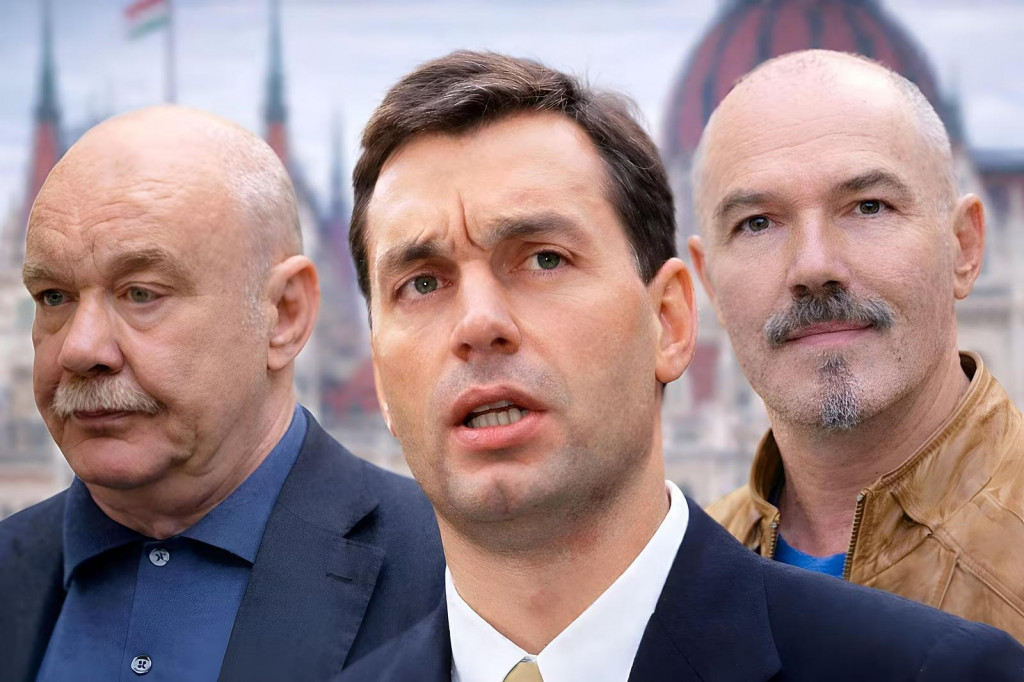 N&aacute;dejn&yacute; mlad&yacute; muž a dvaja zločinci: Viktor Orb&aacute;n (uprostred), J&oacute;zef Roh&aacute;č (vpravo) a Semjon Mogilevič. FOTO: kol&aacute;ž iDNES.cz