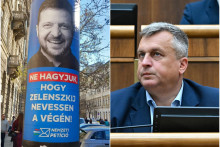 Na sn&iacute;mke vľavo bilbord v maďarskej predvolebnej kampani, vpravo &scaron;&eacute;f SNS Andrej Danko. FOTO: HN/P. Novotn&yacute;, TASR/J. Kotian, kol&aacute;ž HN