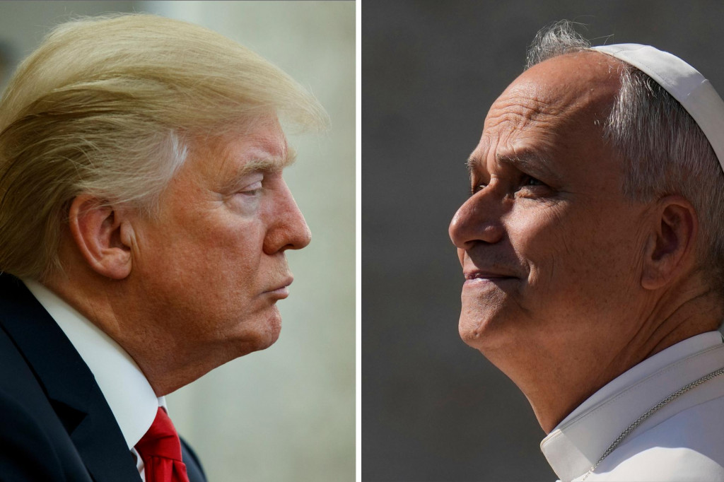 Americk&yacute; prezident Donald Trump a p&aacute;pež Lev XIV. FOTO: TASR/AP