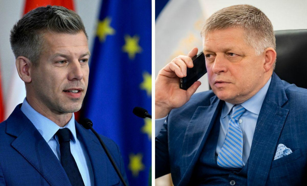 P&eacute;ter Magyar a Robert Fico. FOTO: Kol&aacute;ž HN/Reuters