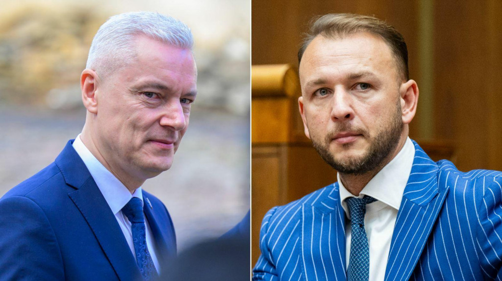 Poslanec J&aacute;n Ferenč&aacute;k a minister vn&uacute;tra Mat&uacute;&scaron; &Scaron;utaj E&scaron;tok. FOTO: TASR/V. Mih&aacute;likov&aacute;, TASR/J. Kotian