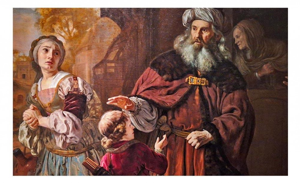 Abrah&aacute;m vyh&aacute;ňa Hagar a Izmaela zo svojho domu. Obraz holandsk&eacute;ho maliara Jana Victorsa z polovice 17. storočia.