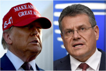 Donald Trump a Maro&scaron; &Scaron;efčovič. FOTO: Reuters, kol&aacute;ž HN