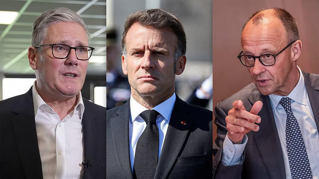 Britsk&yacute; premi&eacute;r Starmer sa spam&auml;t&aacute;va z volebn&eacute;ho &scaron;oku. Franc&uacute;zsky prezident Macron sa zmieruje s t&yacute;m, že jeho odkaz nebude žiariv&yacute; a nemeck&yacute; kancel&aacute;r Merz po roku doteraz nerozbehol sľubovan&eacute; reformy. FOTO: kol&aacute;ž iDNES.cz/ David Votruba