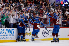 Center Colorada Avalanche Nathan MacKinnon (29) oslavuje svoj g&oacute;l. FOTO: Isaiah J. Downing/Imagn Images