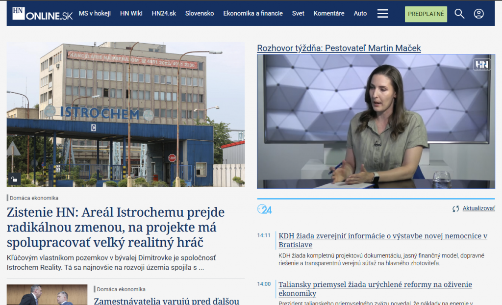 Port&aacute;l HNONLINE.sk medziročne v&yacute;razne rastie.