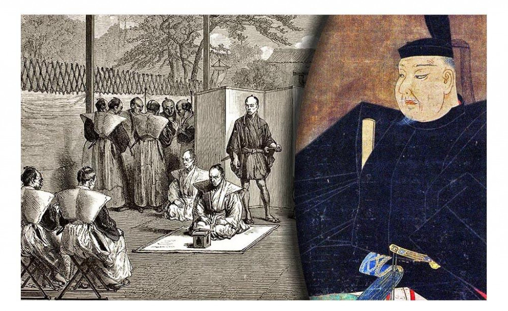Na farebnom obr&aacute;zku je hrdina 12. storočia Minamoto Jorimasa. Čiernobiela kresba zasa zachyt&aacute;va anonymn&eacute;ho japonsk&eacute;ho samuraja v 19. storoč&iacute;, ktor&yacute; sa chyst&aacute; na ritu&aacute;lnu samovraždu. Minamotov statočn&yacute; a hrd&yacute; koniec in&scaron;piroval gener&aacute;cie japonsk&yacute;ch bojovn&iacute;kov.