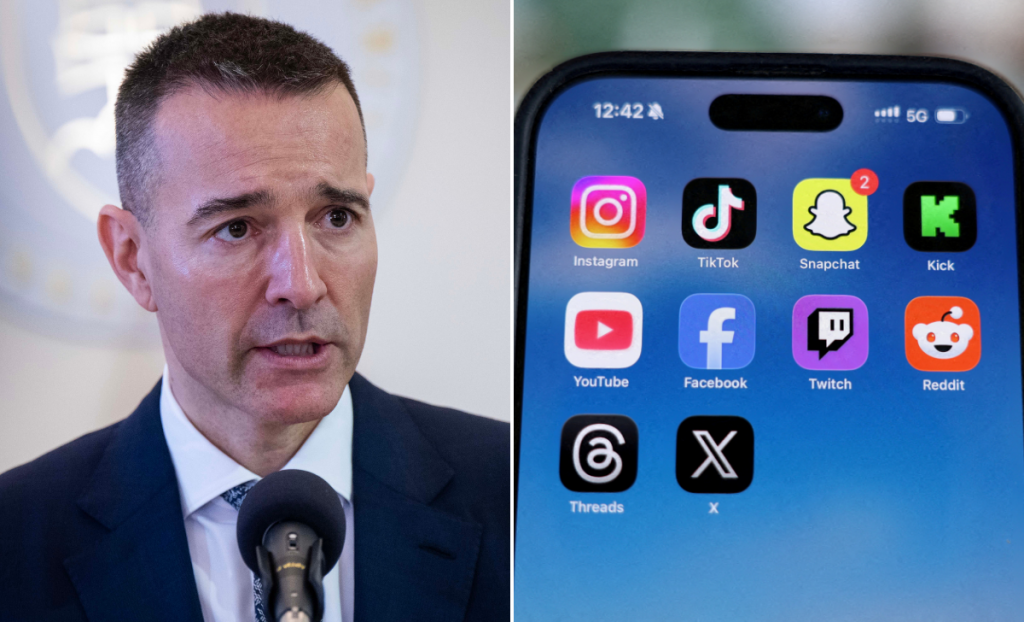 Tom&aacute;&scaron; Drucker navrhuje z&aacute;kaz soci&aacute;lnych siet&iacute; pre deti do 16 rokov. FOTO: TASR, Reuters; Kol&aacute;ž: HN