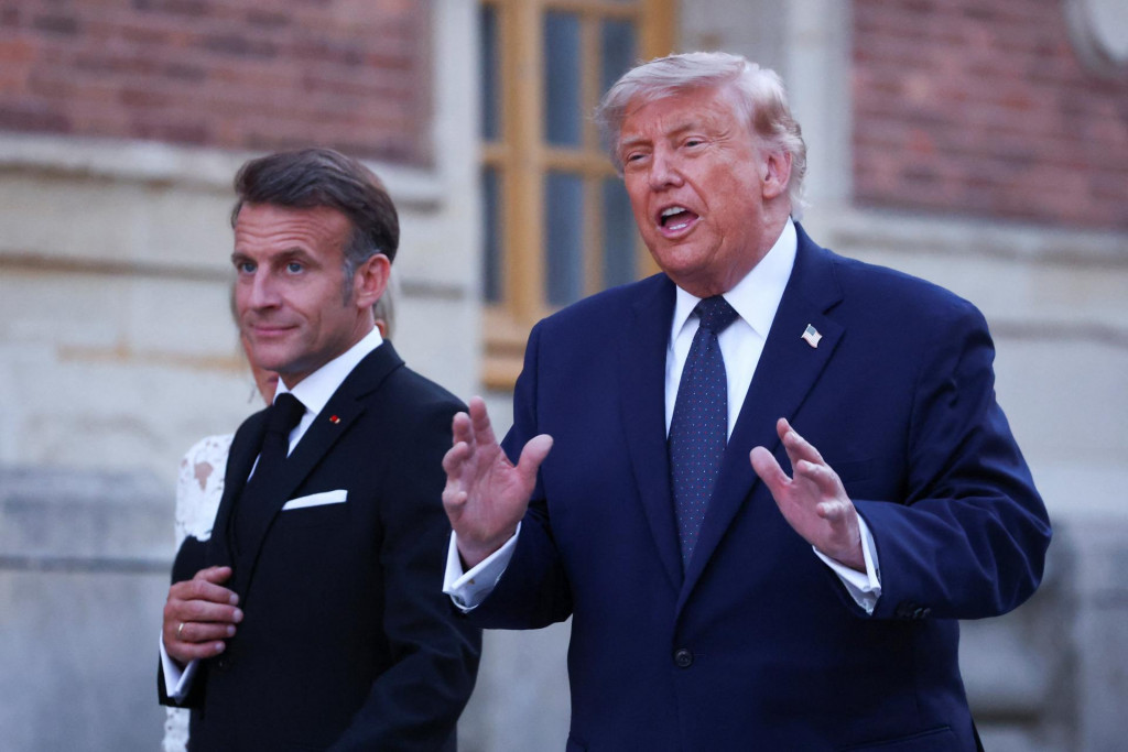 Americk&yacute; prezident Donald Trump a franc&uacute;zsky prezident Emmanuel Macron. FOTO: Reuters