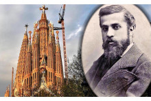 Katedr&aacute;la Sv&auml;tej rodiny (Sagrada Fam&iacute;lia) v Barcelone a jej autor, &scaron;panielsky architekt Antoni Gaud&iacute;.