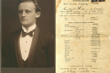 Franti&scaron;ek Hečko, v r. 1926 a vysvedčenie z 5. triedy r&iacute;msko-katol&iacute;ckej ľudovej &scaron;koly v Suchej z r. 1919. FOTO: DIKDA.EU