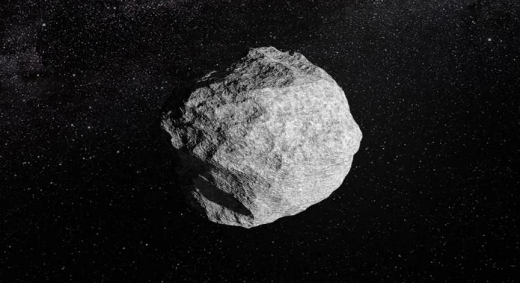 Umeleck&aacute; predstava zobrazuje asteroid obiehaj&uacute;ci okolo Slnka.