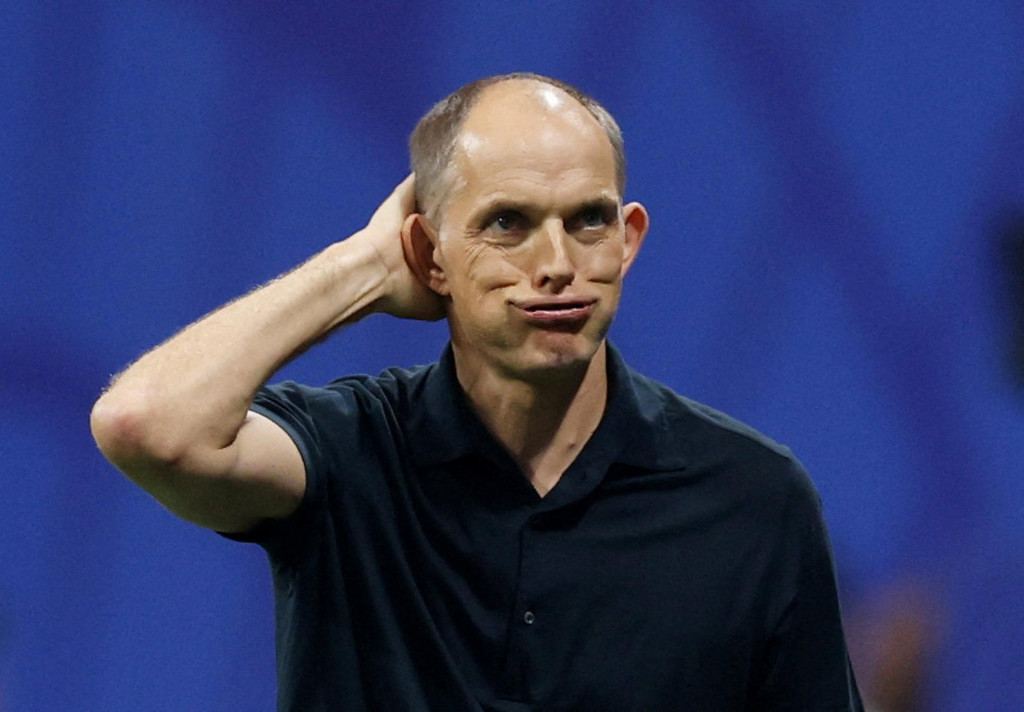Na sn&iacute;mke tr&eacute;ner Anglicka Thomas Tuchel reaguje v semifin&aacute;lovom dueli Anglicko - Argent&iacute;na na majstrovstv&aacute;ch sveta vo futbale. FOTO: REUTERS
