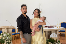 Vanessa a David na krstin&aacute;ch mal&eacute;ho Ondreja.