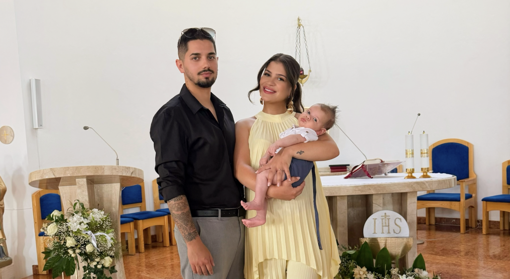 Vanessa a David na krstin&aacute;ch mal&eacute;ho Ondreja.