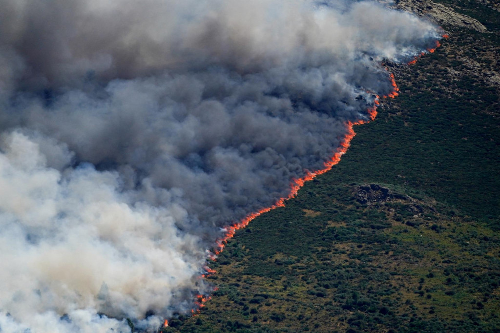 Lesn&yacute; požiar &scaron;&iacute;riaci sa po pohor&iacute; Burgohondo v &Scaron;panielsku. FOTO: Reuters