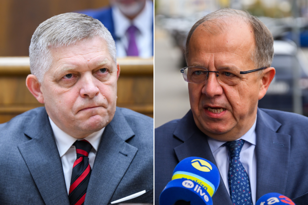 Robert Fico a Richard Rybn&iacute;ček. FOTO: TASR; Kol&aacute;ž: HN