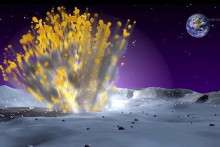 Takto nejako to mohlo na Mesiaci vyzerať pri dopade meteoritu.