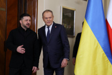 Ukrajinsk&yacute; prezident Volodymyr Zelenskyj sa stretol s poľsk&yacute;m premi&eacute;rom Donaldom Tuskom. FOTO: Reuters