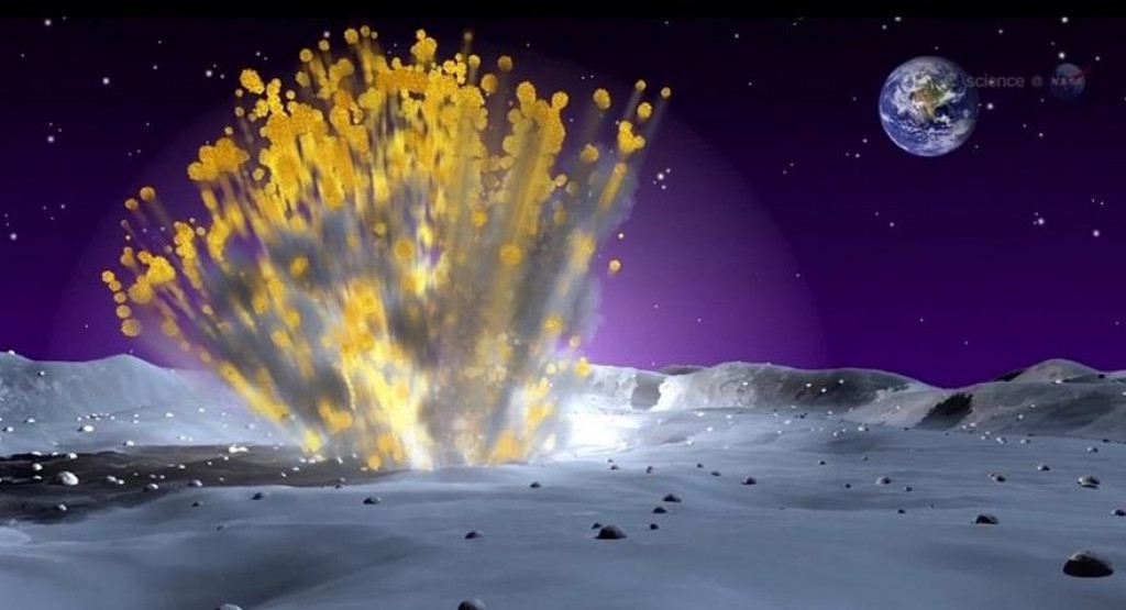Takto nejako to mohlo na Mesiaci vyzerať pri dopade meteoritu.