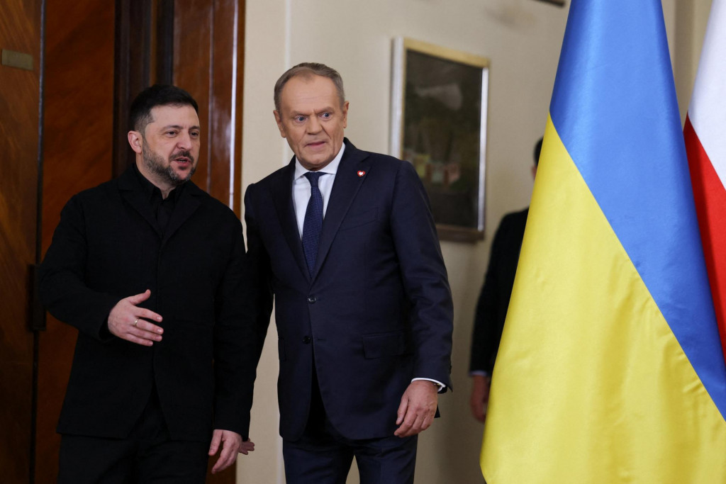 Ukrajinsk&yacute; prezident Volodymyr Zelenskyj sa stretol s poľsk&yacute;m premi&eacute;rom Donaldom Tuskom. FOTO: Reuters