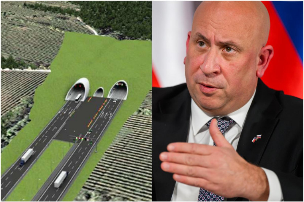 N&aacute;vrh tunela Karpaty a minister dopravy Jozef R&aacute;ž. FOTO: TASR/J. Nov&aacute;k, NDS