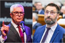 Na sn&iacute;mke zľava podpredseda Progres&iacute;vneho Slovenska Ivan Korčok a poslanec za SaS Mari&aacute;n Viskupič. FOTO: FOTO: TASR/J. Nov&aacute;k