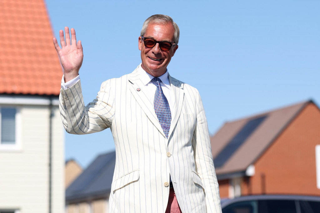 L&iacute;der populistickej strany Reform UK Nigel Farage. FOTO: TASR/AP