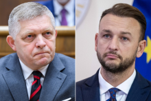 Premi&eacute;r Robert Fico a minister vn&uacute;tra Mat&uacute;&scaron; &Scaron;utaj E&scaron;tok. FOTO: TASR