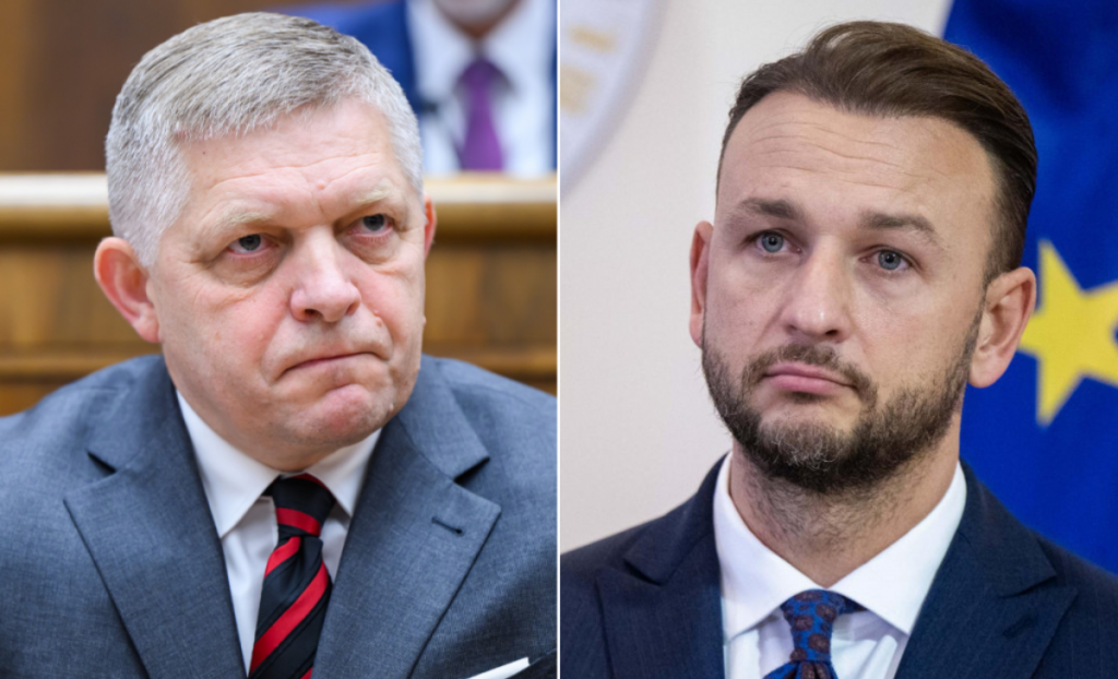 Premi&eacute;r Robert Fico a minister vn&uacute;tra Mat&uacute;&scaron; &Scaron;utaj E&scaron;tok. FOTO: TASR