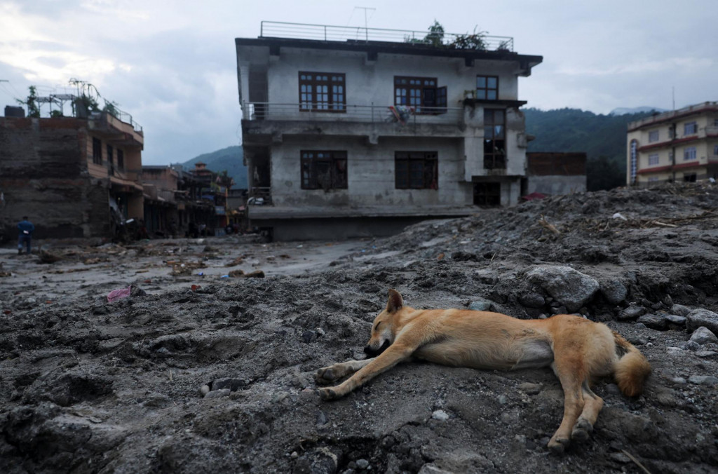 D&ocirc;sledky povodne v Nep&aacute;li. FOTO: Reuters