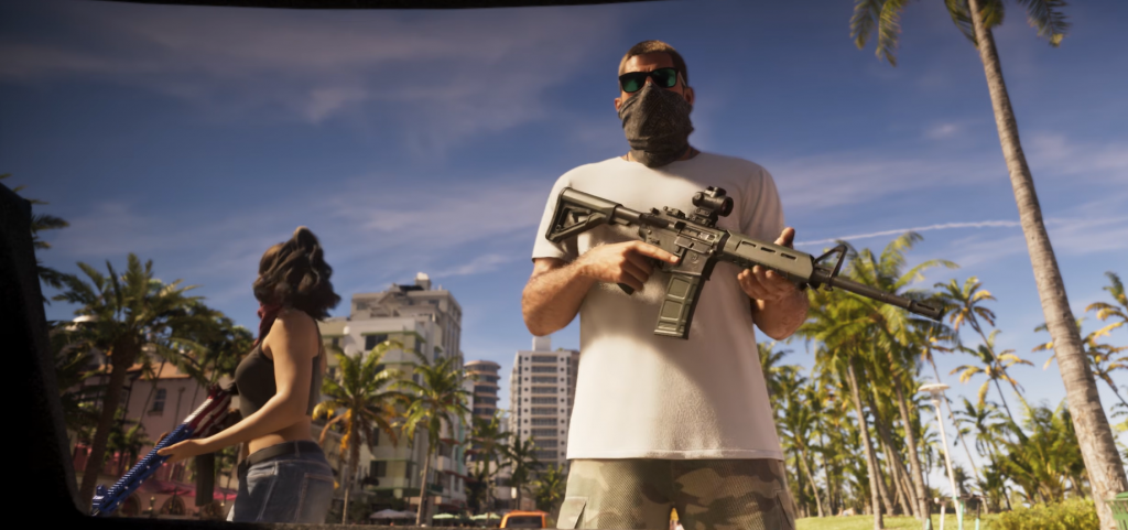 V hre sa zhost&iacute;te &uacute;loh Jasona a Lucie, dvoch milencov a krimin&aacute;lnikov, ktor&iacute; pripom&iacute;naj&uacute; duo Bonnie a Clyde. FOTO: YouTube/Rockstar Games