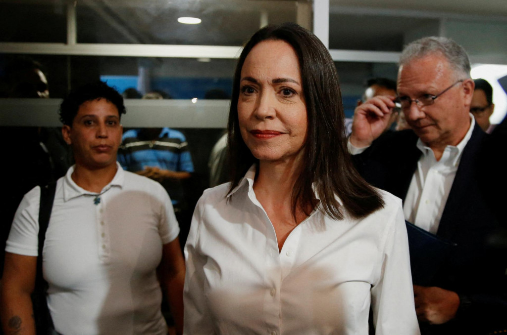 Machadov&aacute; vyhl&aacute;sila, že jej krajina, ktor&uacute; teraz vedie dočasn&aacute; prezidentka Delcy Rodr&iacute;guezov&aacute;, potrebuje demokraticky zvolen&uacute; vl&aacute;du. FOTO: Reuters