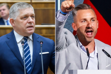 Premi&eacute;r Robert Fico a kandid&aacute;t AfD Ulrich Siegmund. FOTO: TASR/Jaroslav Nov&aacute;k/Reuters