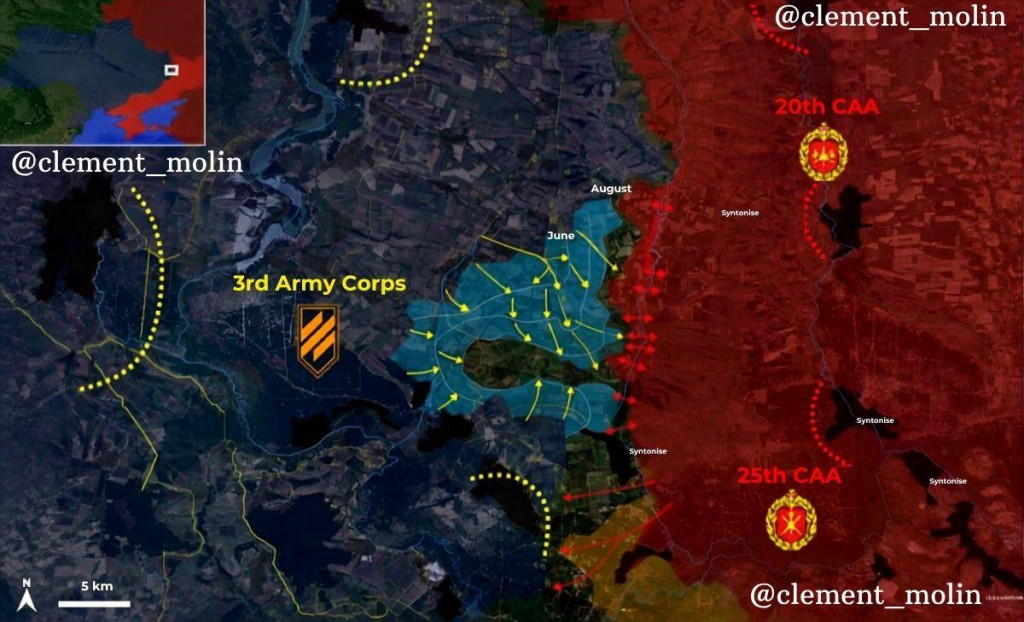V&yacute;boj na bojisku pri Lymane (september 2026). MAPA: @clement_molin