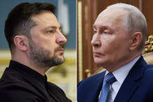 Ukrajinsk&yacute; prezident Volodymyr Zelenskyj a rusk&yacute; prezident Vladimir Putin. FOTO: REUTERS/HN