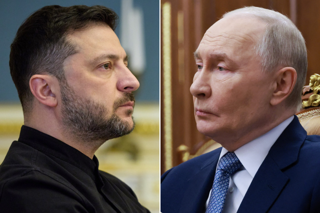 Ukrajinsk&yacute; prezident Volodymyr Zelenskyj a rusk&yacute; prezident Vladimir Putin. FOTO: REUTERS/HN